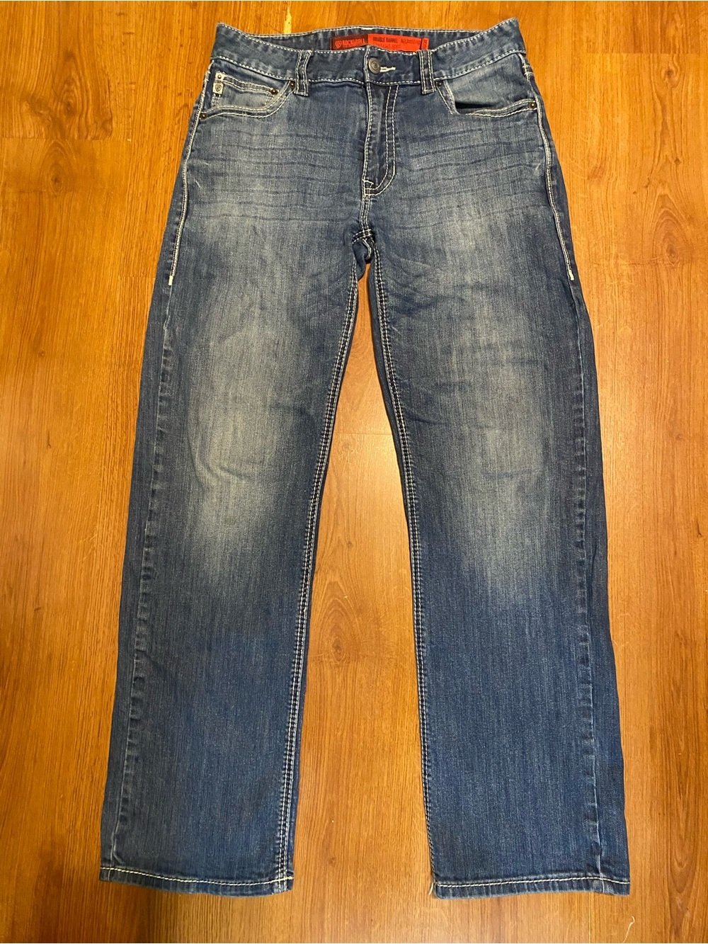 Men's Rock & Roll Denim Straight Boot Blue Jeans 30x32